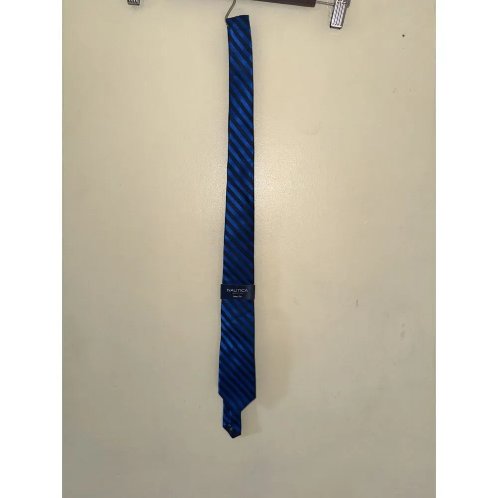 Nautica Boys Blue Navy Striped Necktie NWT Classic Prep Formal Wedding Dress Up
